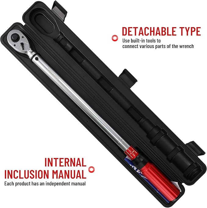 3/4 Inch Torque Wrench, 60 Tooth Torque Wrench 3/4 Drive 100-400FT.LB/136-542N.M with a Solid Storage Case