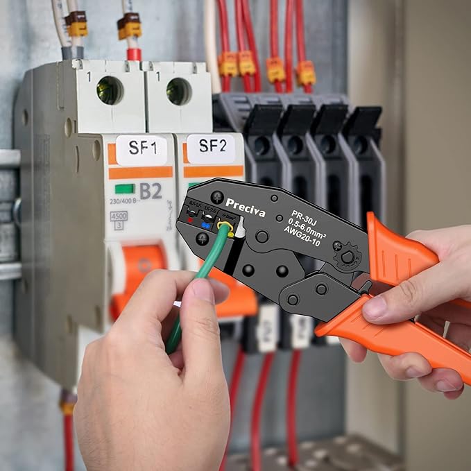 Wire Terminals Crimping Tool Kit, Preciva AWG20-10/0.5-6mm²Insulated Ratcheting Crimper Tool with 350PCS Insulated Wire Connectors