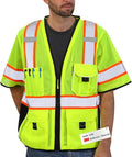 Dib Safety Reflective Mesh Vest ANSI Class 3, High Visibility with Pockets and Zipper, Made with 3M Reflective Tape, Yellow L