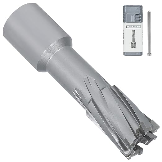 KEENTECH Carbide-Tipped Annular Cutter, 11/16" Diameter x 1-3/8" Depth, 3/4" Weldon Shank (2 Flat), High Speed Cutting TCT Mag Drill Bit with Pilot Pin for Harder Material, Stainless Steel, Cast Iron