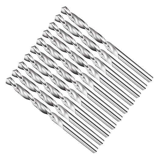 Drill Bit, 6.2mm Cutting Diameter, 4241 HSS 118° Cutting Angle Uncoated Bright Versatile Jobber Bits - (Applications: for Drilling Plastic Wood Soft Metal), 10-Pieces