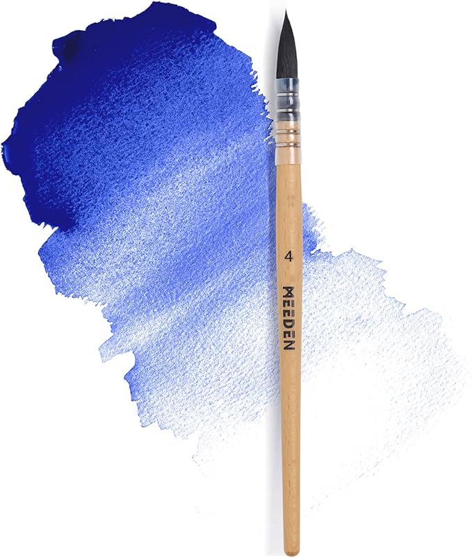 MEEDEN Watercolor Brushes Professional - Synthetic Squirrel Hair Artist Paint Brushes Set with Beech Wood Handle Great for Artists Hobbyists Size 4