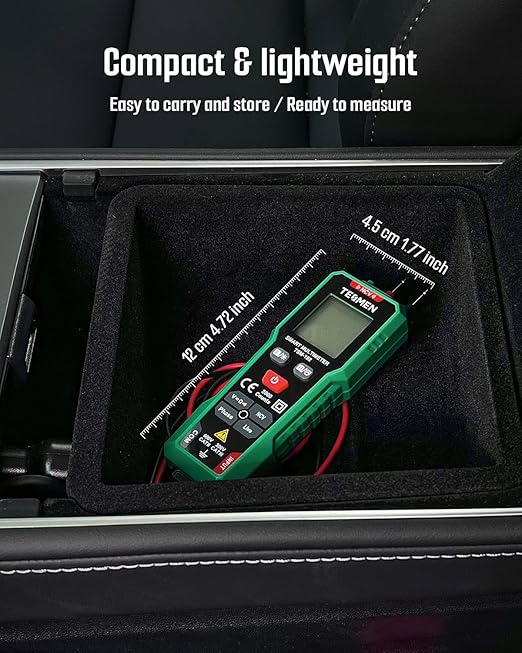 TESMEN TSM-192 Handheld Digital Multimeter, Voltage Tester with Leads, Voltmeter Measures Phase, NCV, AC/DC Voltage, Resistance, Continuity & Live Wire for Automotive Testing, Household-Green