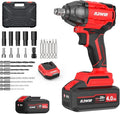 NAWIN Cordless Impact Wrench, 258Ft-lbs & 350Nm Power Impact Socket Set, 1/2 inch, Multi-Speed Adjustment, Led Light, 20V Impact Wrench with 1×4.0Ah Battery, Fast Charger
