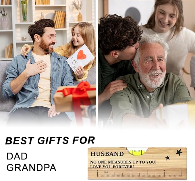 Christmas Gifts for Husband from Wife Wooden Spirit Level, Fathers Day Birthday Gifts for Husband Dad Papa Grandpa New Dad Daddy from Daughter Son Wife Wooden Spirit Level Bottle Opener