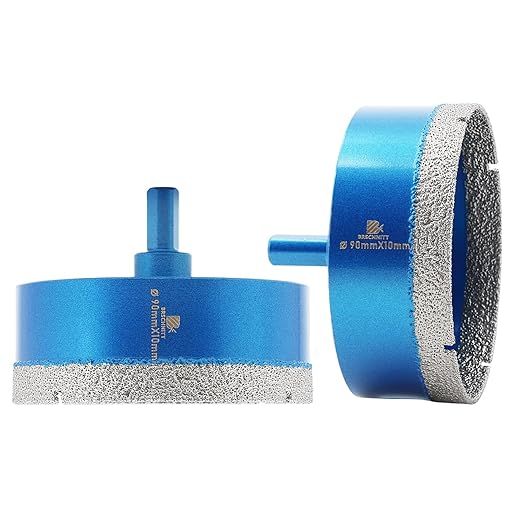 Dry Diamond Core Drill Bit,BRSCHNITT 90mm Diamond Hole Saw Core Drill Bit with Triangle Shank for Porcelain Tile Ceramic Stone Granite Marble（2pcs）