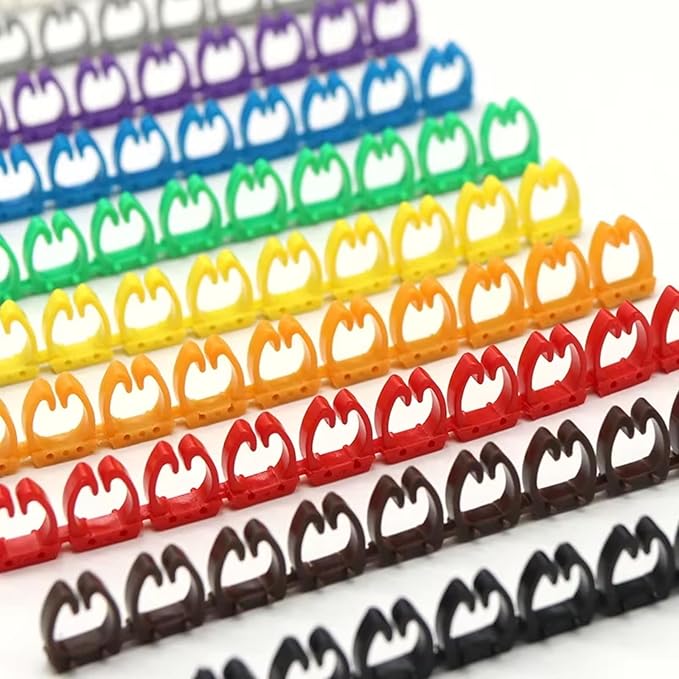 Wire Number Labels, 0.2 x 0.2in Colorful Wire Number Tube Cable Marker, Digital Number Clip on Wire Marker, Plastic Wire Numbering Marker for Wires Management, 100Pcs