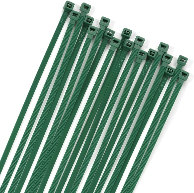 XINGO 100PCS Cable Zip Ties Heavy Duty, Premium Nylon Plastic Wire Ties with 50 Pounds Tensile Strength, Self-Locking Black Nylon Zip Ties for Indoor and Outdoor (8 inch, Dark Green)