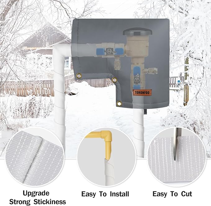 Pipe Insulation Tape, Outdoor Water Pipe Insulation Wrap, Foam Insulation Tape for Outdoor Pipes Winter Freeze Protection, Heat Tape for Water Pipes, Copper Pipes, PVC, AC Line, 4in x 15ft, White
