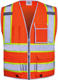 SKSAFETY 10 Pockets Safety Vest, Class 2 High Visibility Security with Zipper, Hi Vis Vest with Reflective Strips, ANSI/ISEA Standard, Construction Work Vest for Men ＆ Women （Orange, L）