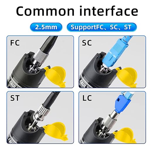 Fiber Optic Cable Troubleshoot Kit - Visual Fault Locator & 2pcs Fiber Cleaners Pens & 1pc FC to LC Adapter & 1pc LC, SC, ST, FC Coupler & 3 Short Patch Cords (Mode Number: VFL-50)