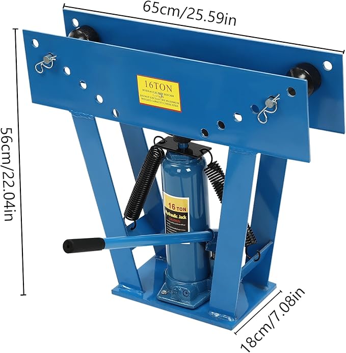 16 Ton Hydraulic Pipe Bender Manual Pipe Bending Machine Tube Bender Tool with 8 Bending Dies (1/2", 3/4", 1", 1-1/4", 1-1/2", 2", 2.5", 3") Adjustable Rollers 90-180° Steel Iron Metal Ratcheting
