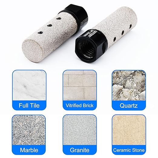 Diamond Coated Finger Bit, 3/4" Tile Milling Bit to Enlarge Grind Polish Shape Holes on Porcelain Ceramic Marble Granite Tile Countertop, with 5/8-11 Thread to 3/8" Hex Shank Adapter, Diameter 20mm