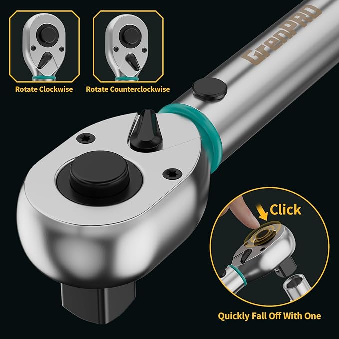 Torque Wrench 1/2 Drive, Inch Pounds Torque Wrench,Bike Tool Small Mini Click Torque Wrenches 72 Tooth 50-250 Ft.lb/68-339 Nm, Bicycle Car Tire Adjustable In lbs Torch Wrench With Storage Case