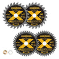 ANGELSWORD 4-1/2 Inch Circular Saw Blade, 7/8" Arbor Used on Angle Grinder, 24T for Framing&40T for Ripping, Cross Wood Cutting, 4 Pack, with 3/8"&5/8" Bushing