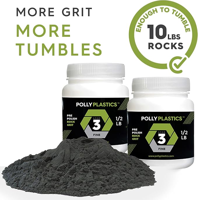 Polly Plastics Rock Tumbler Media Grit Refill, Pre-Polish 500 Silicon Carbide Grit, Stage 3 for Tumbling Stones (2 Pack) (1 lb.)