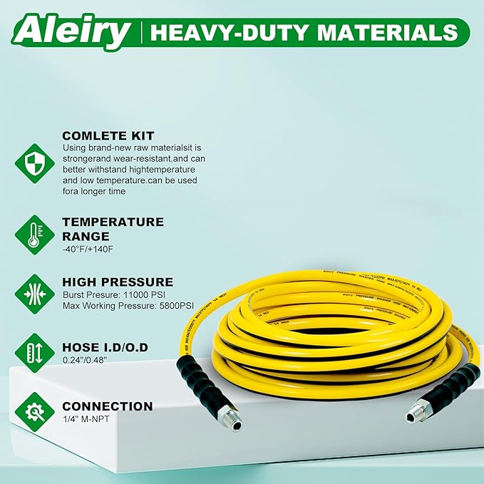 Sewer Jetter Kit for Pressure Washer,Water Jet Drain Cleaning Hose with Corner Rotating Button Spring Nose 1/4" NPT Sewer Cleaning Tool High-Pressure Nozzles,5800 PSI 50 FT