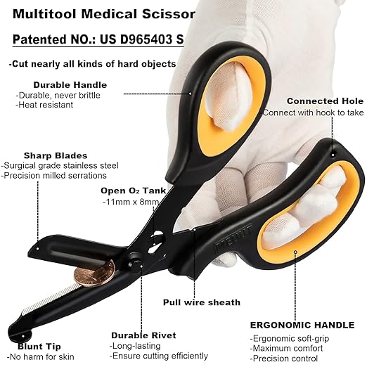 MEUUT 2 Pack Trauma Shears Patented Bandage Scissors - Medical Supplies with 8 inch Heavy Duty Medical Scissors for EMT Workers Nurses
