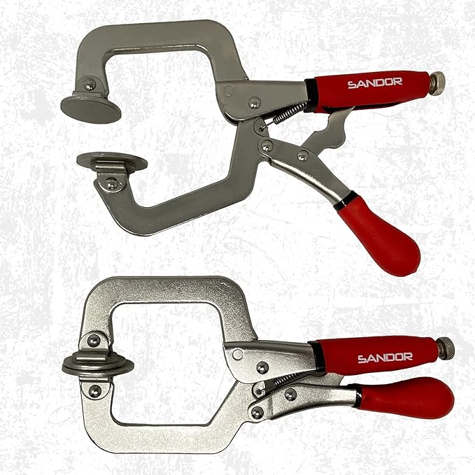 3" Metal Face Clamps for Woodworking - (Pack of 2) Heavy Duty C-Type Wood Clamp Tools with Ergonomic Grip for DIY, Pocket Hole Joinery, Cabinetry, Welding, Carpentry