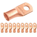 SELTERM 10pcs 1/0 AWG - 5/16" Stud - Battery Lugs, Heavy Duty Wire Lugs, Ring Terminals, Battery Cable Ends,0 Gauge Terminals, UL Bare Copper Eyelets Electrical Battery Terminal Connectors