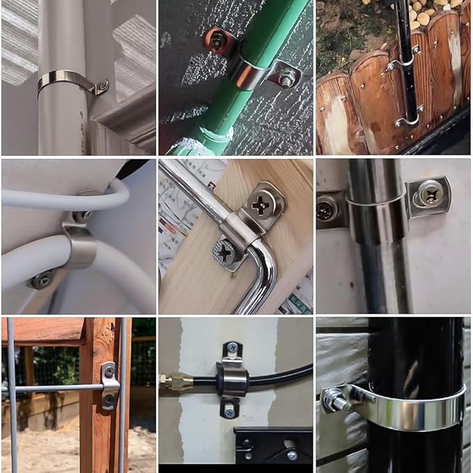 1-1/4 Inch Stainless Steel Conduit Clamps Two Hole Pipe Clamps Metal U Bracket Conduit Fixing Clips, Universal Clamp for Cylindrical Components - Fits OD 32 mm (Approx.1-1/4") | 14 Pcs