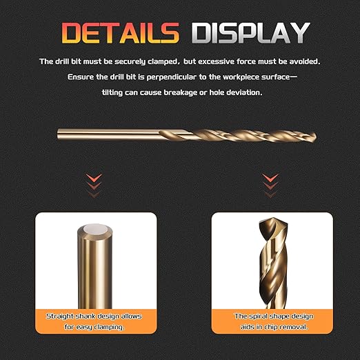 Drill Bit, 9/64" Cutting Diameter (3.572mm), 4241 HSS Gold 118° Cutting Angle Versatile Jobber Bits - (Applications: for Drilling Plastic Wood Soft Thin Metal), 10-Pieces
