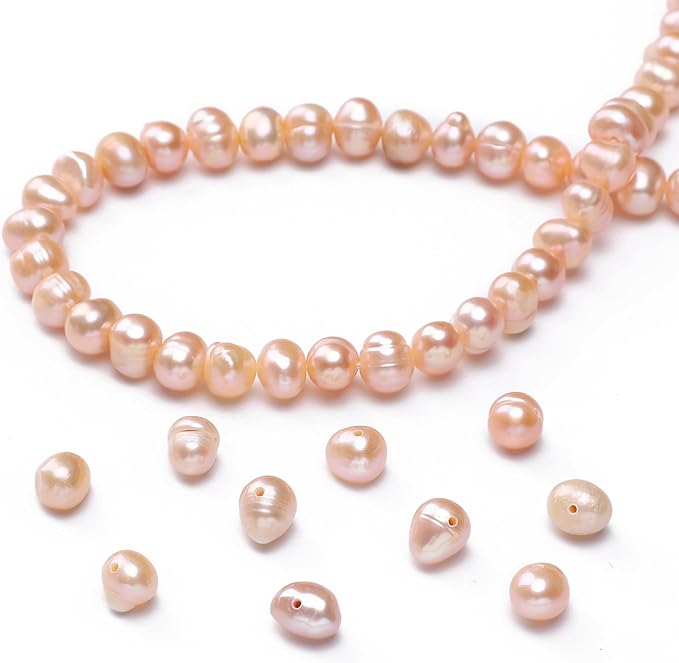 Natural Pearl Beads Potato 6-7mm Pink Freshwater Cultured Loose Gemstone Beads for DIY Jewelry Making 13.8''/Strand HQ