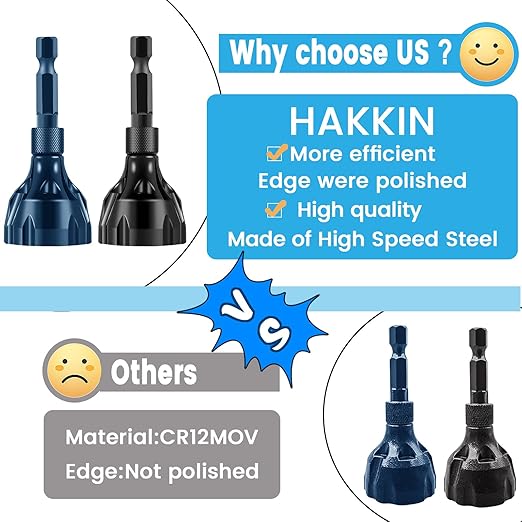 Hakkin 2Pack Hex Shank Deburring External Chamfer Tool with Carbide Blade, Quick Release Deburring Chamfering Drill Bit Repairing Damaged Bolts Screws and Fasteners, Fits for 1/8”-3/4” (3mm-20mm)