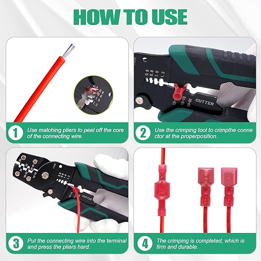 Twidec/210PCS Nylon Spade Connectors Kit 22-10 Gauge Male and Female Wire Spade Terminal Quick Disconnect Fully Insulated Wire Crimp Connector for Automotive Marine