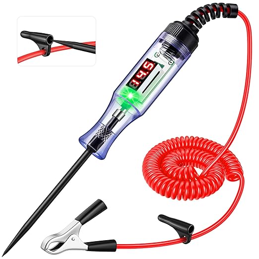 JASTIND 5-120V Digital Automotive Test Light with LED Voltage Display, Automotive Circuit Tester with Voltmeter & Stainless Probe, Voltage Light Tester with Alligator Clip for Car Fuse Circuit Testing