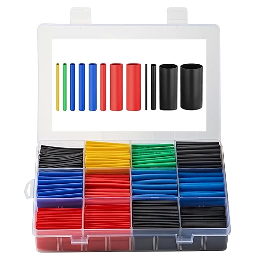 Chanzon UL Listed 850 Pcs Heat Shrink Tubing Kit - 12 Sizes 5 Colors Multi-Color Heat Shrink Wrap Tubing with Length 1.77" (inch), Polyolefin Sleeving Heat-Shrink Tube 2 to 1 2:1