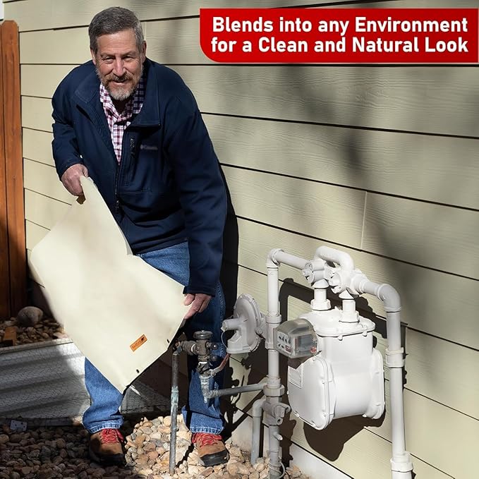 Redford Supply Co. Cold Snap (5°F) Backflow Preventer Insulation Cover, 24"W x 24"H, Pipe Insulation, Water Sprinkler Covers for Outside, Sprinkler Backflow Cover for Winter, Well Pump Bag (Beige)