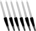 Metal Nail Files Made of Stainless Steel with Sharp Pointed Tip Non Slip Handle, Double Sided Sapphire Grit for Natural Nails Fingernails Toenail limas de uñas metálicas Color Black (6 Pcs)