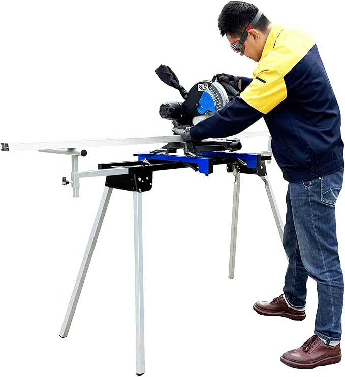 Miter Saw Stand, Universal Light Weight Portable 440 Lbs Max Load Capacity, with Quick Release Tool Mounting Brackets, Fits Most Table Saws