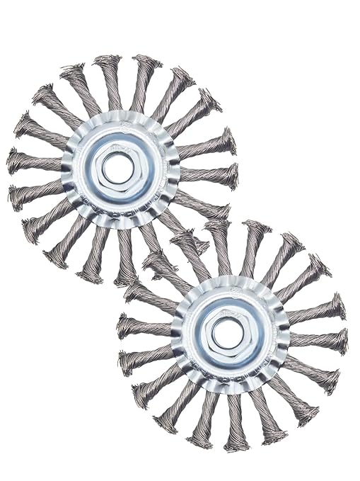 Knotted Wire Wheel Brush 4.5in 5/8-11 Threads Arbor for 4-1/2" Angle Grinder - 2pcs