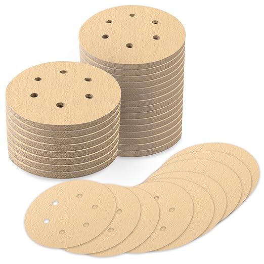 80 PCS 6 Inch Sanding Discs 60 Grit, 6 Hole Hook and Loop Round Sandpaper for Random Orbital Sander