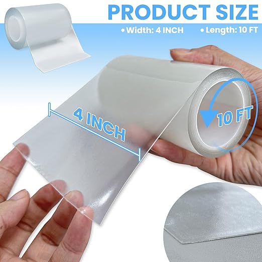 Waterproof Repair Tape for Fabric, Awning, RV Roof, Underbelly, Tarp, Tent, Sail and Boat Cover Outdoor Repair Patch, Heavy Duty, Clear, Multipurpose