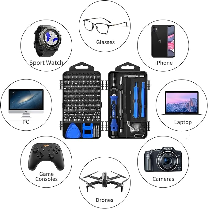 SHOWPIN Electronics Precision Screwdriver Set: Computer Repair Tool Kit with 101 Bits - Laptop Screwdriver Kit for Gifts iPhone MacBook PC Tablet PS4 Xbox Nintendo Game Console…