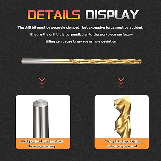Drill Bit, 9/64" Cutting Diameter, 4341 HSS TiN Coated 135° Cutting Angle Jobber Bits - (Applications: for Drilling Soft Metal Plastic Wood), 20-Pieces