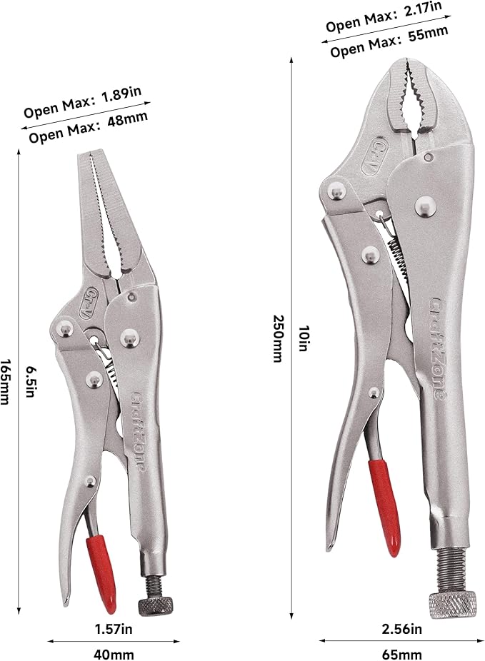 2-Piece Locking Pliers & Vice Grips Set – Heavy Duty Steel Construction, Non-Slip Handle – Multi-Purpose for Home Auto Repair DIY & Crafts – Ideal for Mechanics DIYers & Outdoor Use