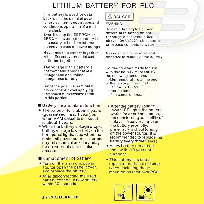 (5-Pack) Exell 3V PLC Lithium Computer Backup Batteries, Replaces A55DELTA, LIT5110, Leblonde CR17450E-R, Leblonde CR17450E-RL, Leblonde Model 77 CNC Router, Newark 25C3891
