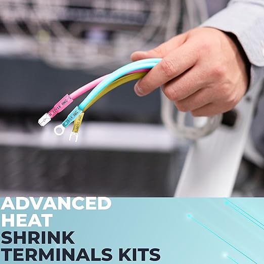 96 Pcs Heat Shrink Wire Connectors Kit- Electrical Waterproof Crimp Terminals Set- Insulated Rings- Ideal for Light-Duty Electrical Projects, Home DIY & Hobby Applications