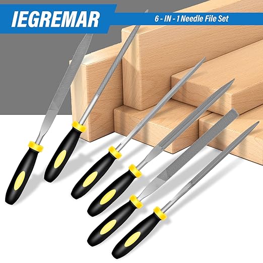 6pcs Metal Needle File Set, Mini Hand Metal Needle File Set, 3rd Generation Hardened Alloy Strength Steel Set, Includes Flat Warding, Round, Flat, Triangular, Square and Half - Round File