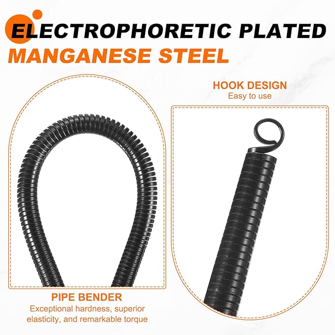 HARFINGTON 2pcs PVC Spring Tube Bender 20mm OD 520mm Long A Type Conduit Pipe Bender Bending Spring for Pipe Bending Devices in Home Hydropower, Black