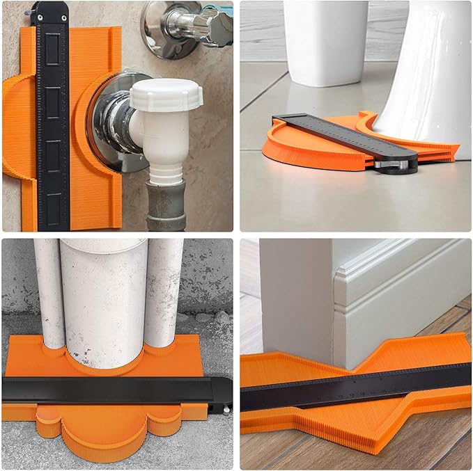Contour Gauge Duplicator with Lock, 2 Pack Widen Shape Contour Duplication Gauge Profile Tool (5" & 10"), Precisely Copy Irregular Shape Instant Template for Corner, Pipe, Tile, Flooring, Molding