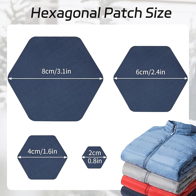 J.CARP 8PCS Nylon Repair Patches, Self Adhesive & Waterproof Patches, Nylon Repair Patches for Down Jacket, Clothing, Holes, Tents, Sleeping Bags, Umbrella, Etc(Blue)