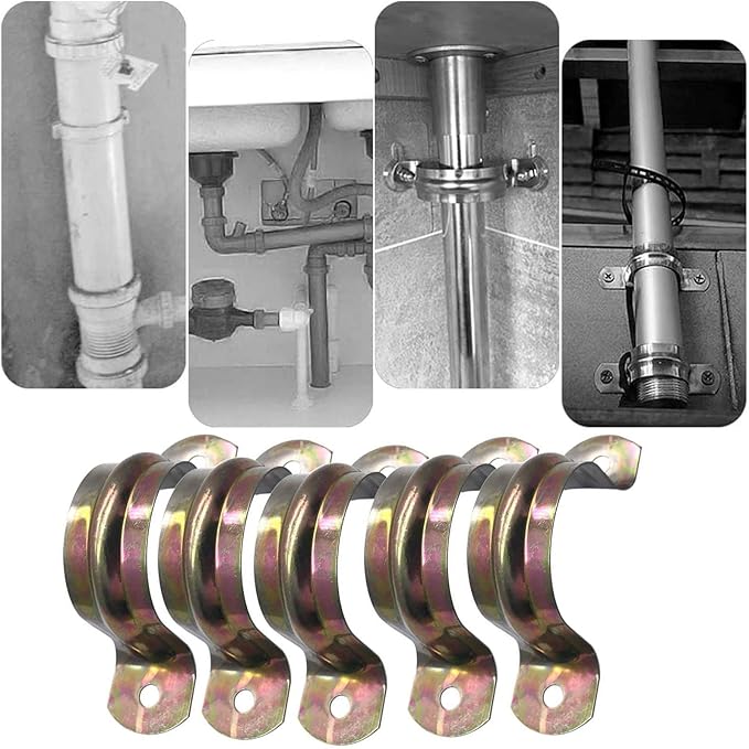 20 Pcs 2inch Rigid Pipe Strap,Two Hole Strap U Bracket Iron, Widened Tube Strap Tension Clip Assortment Kit Heavy Duty Pipe Clamp（63mm）