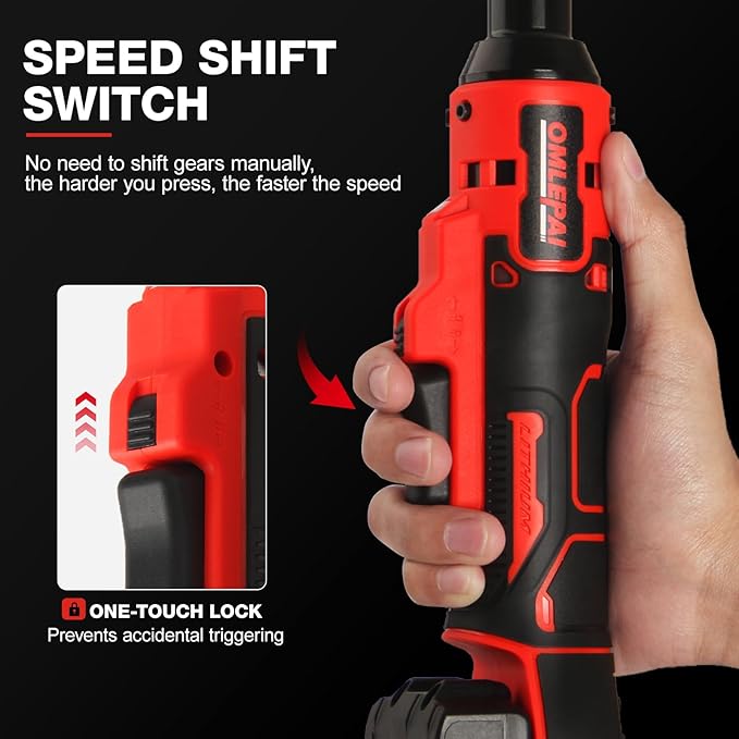 Electric Ratchet Wrench Set, 3/8" 21V Power Ratchet Tools, Cordless Ratchet Wrench, Included 6 Sockets and Charger, Variable Speed & LED Light