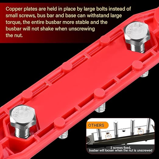 FEITON Power Distribution Block, 12V 150A Bus Bar, 5/16" Studs Terminal Strip, 12-48V Heavy Duty Terminal Block, Positive & Negative Junction Block with Cover, RV Car Marine Automotive Battery Busbar