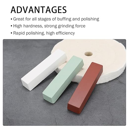 Buffing Polishing Cutting Compounds 12 Oz. Kit - Green Fine/White Medium/Red Coarse - 3 Pack